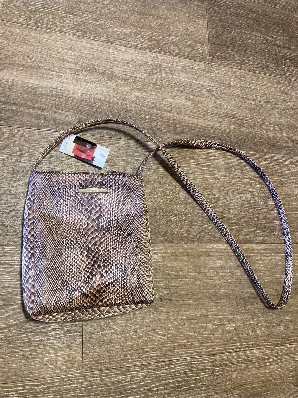 Nine West Brown Snake-Print Crossbody Bag